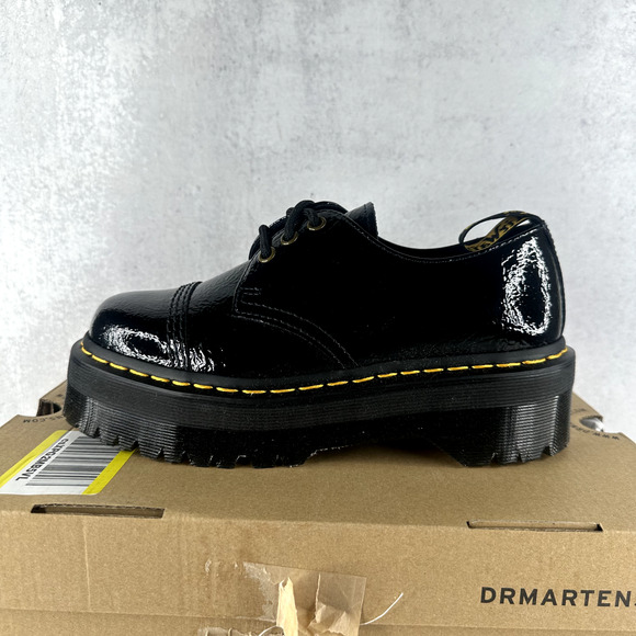 Dr. Martens Shoes - Dr Martens 1461 Quad TC Women's 7 Platform Oxford Shoes Black Patent Leather